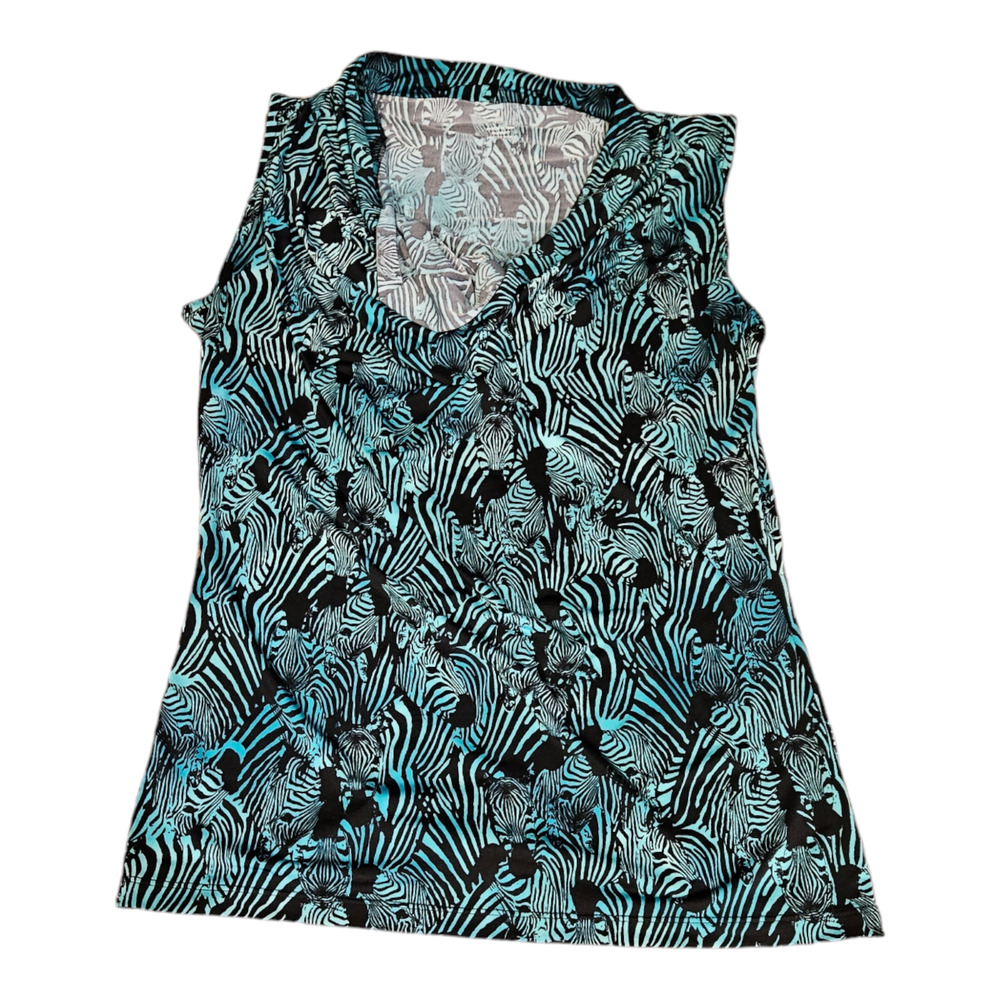 Worthington Medium Blue Zebra Print Sleeveless Shirt